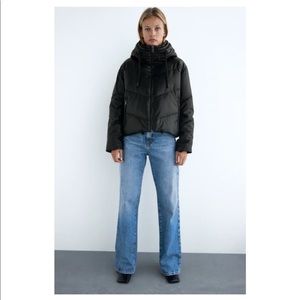Faux leather puffer jacket